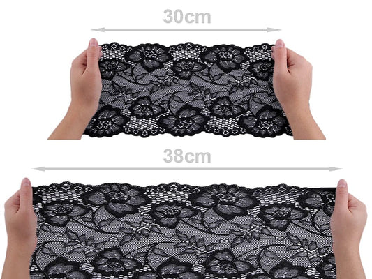 Elastische Polyester-Spitze-18,5 cm weiß