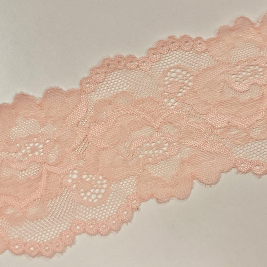 Elastische Polyester-Spitze-8 cm lachsrosa