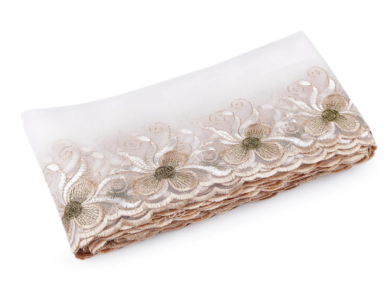Bestickte Spitze-13 cm beige