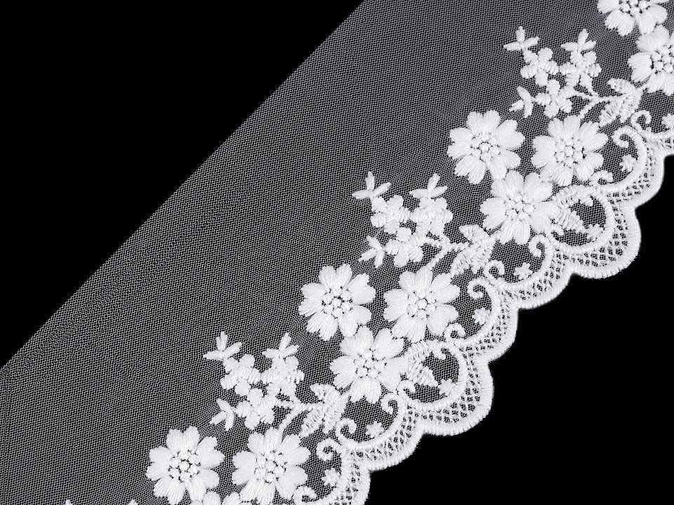 Bestickte Spitze – 9 cm weiß