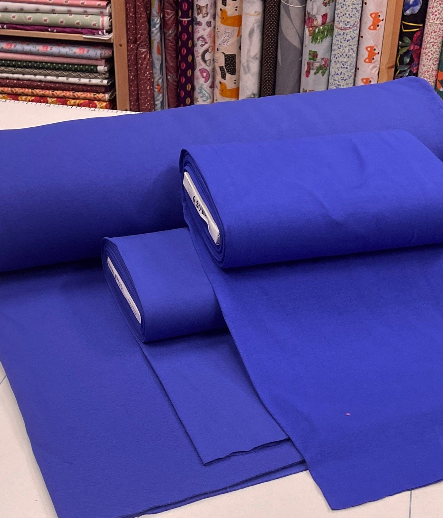 Gefütterter Baumwolljersey in Kornblumenblau, 285 g/m²
