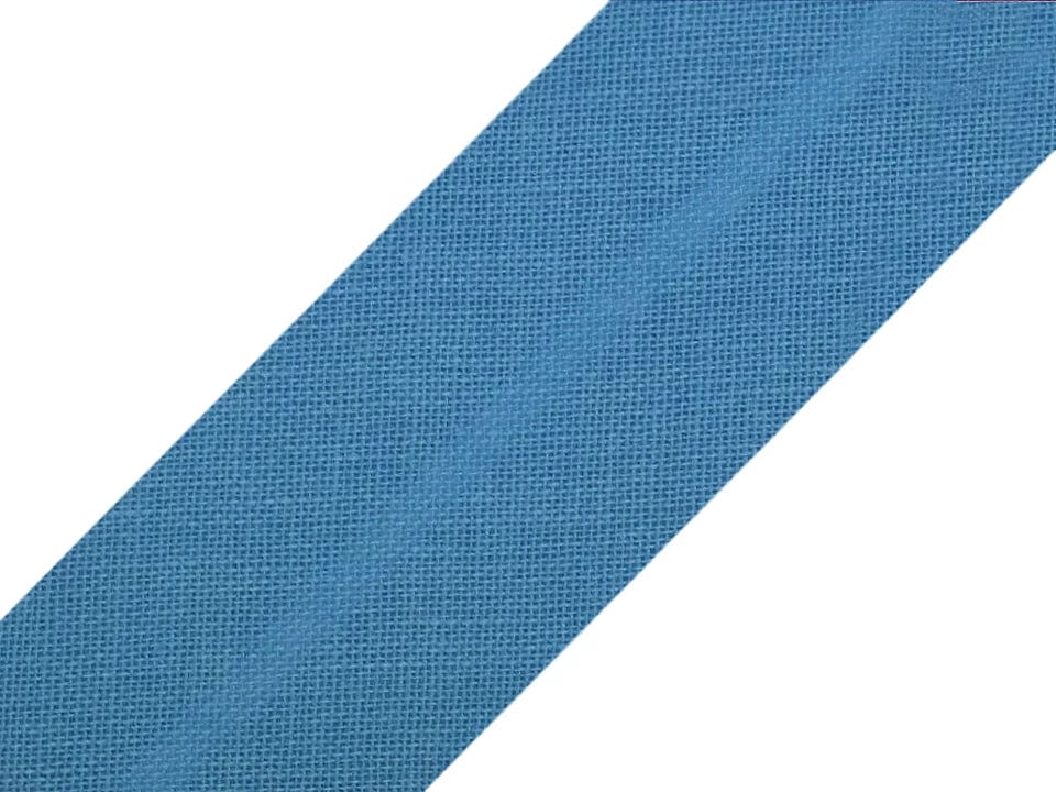 Ruban en biais en coton 20 mm bleu océan