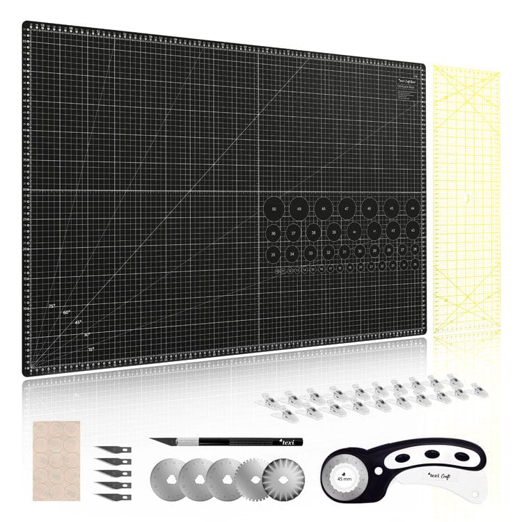 Schneidematten-Set mit Zubehör, 60x90 cm, schwarz