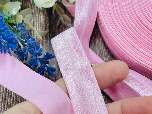 Folded underwear elastic band–2 cm pink with shimmer