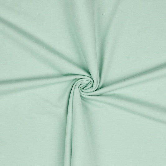Light green thin cotton knit fabric 215 g/m²