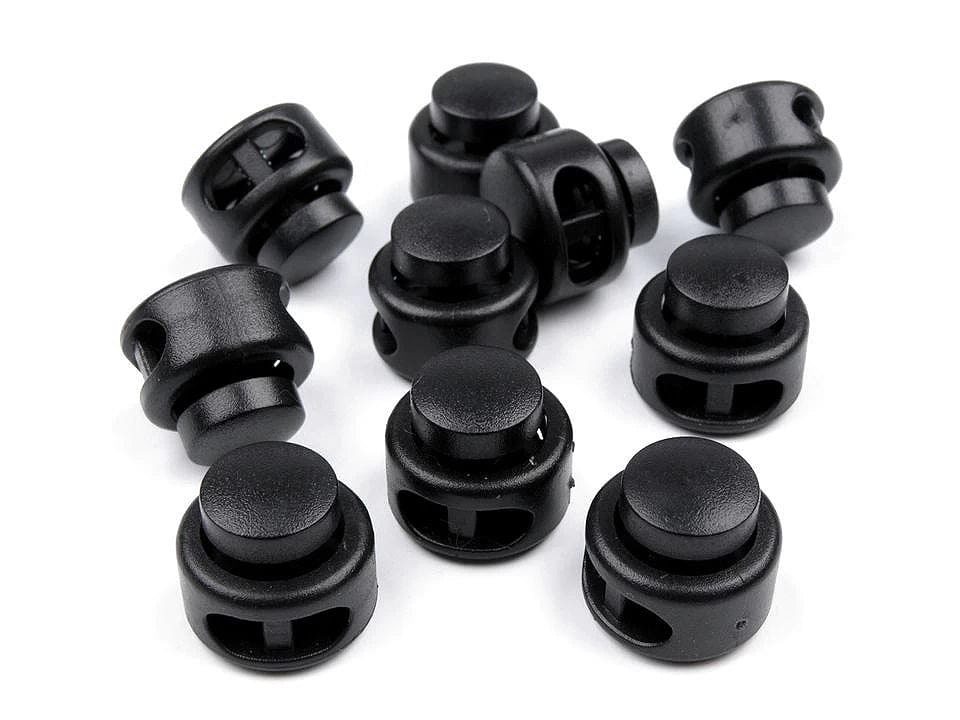 Bloque-cordon en plastique à 2 trous 13x15 mm-noir