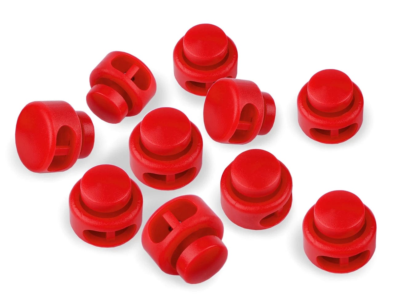 Plastik-Kordelstopper mit 2 Löchern, 13x15 mm, rot