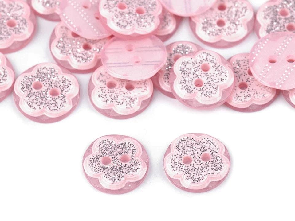 Plastikknopf 13 mm – weiße Blume