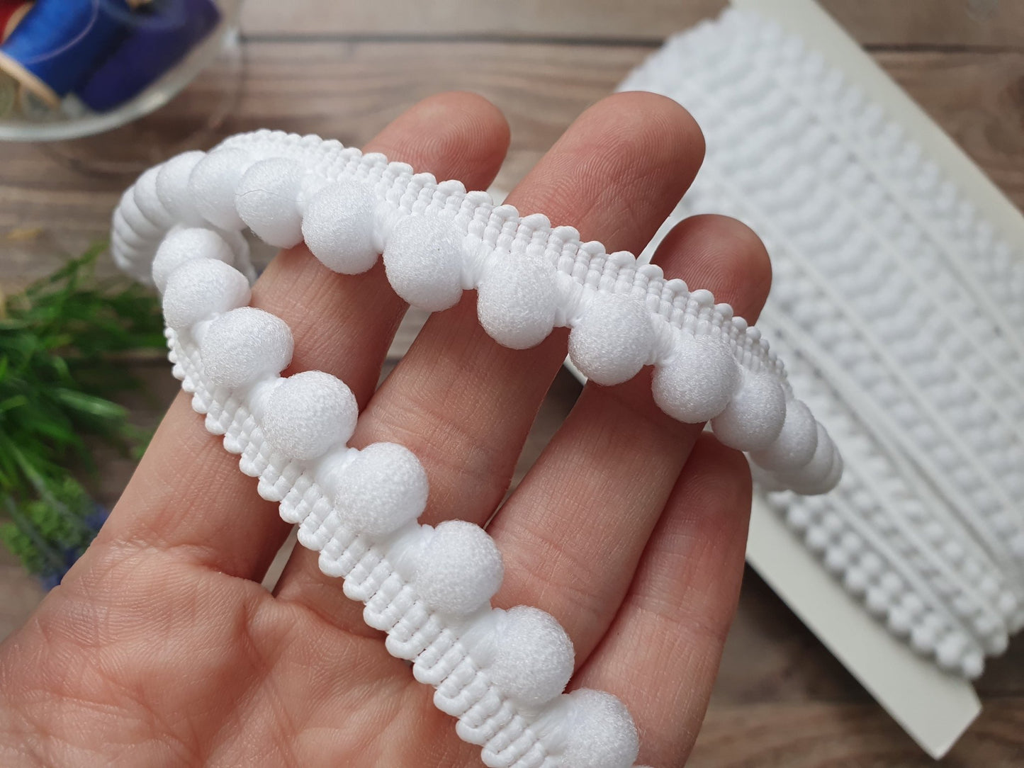 Ruban pom-pom blanc 12 mm