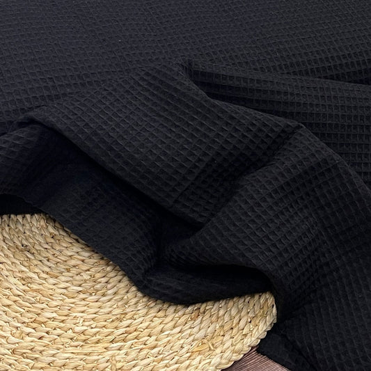 Black waffle fabric 230 g/m²