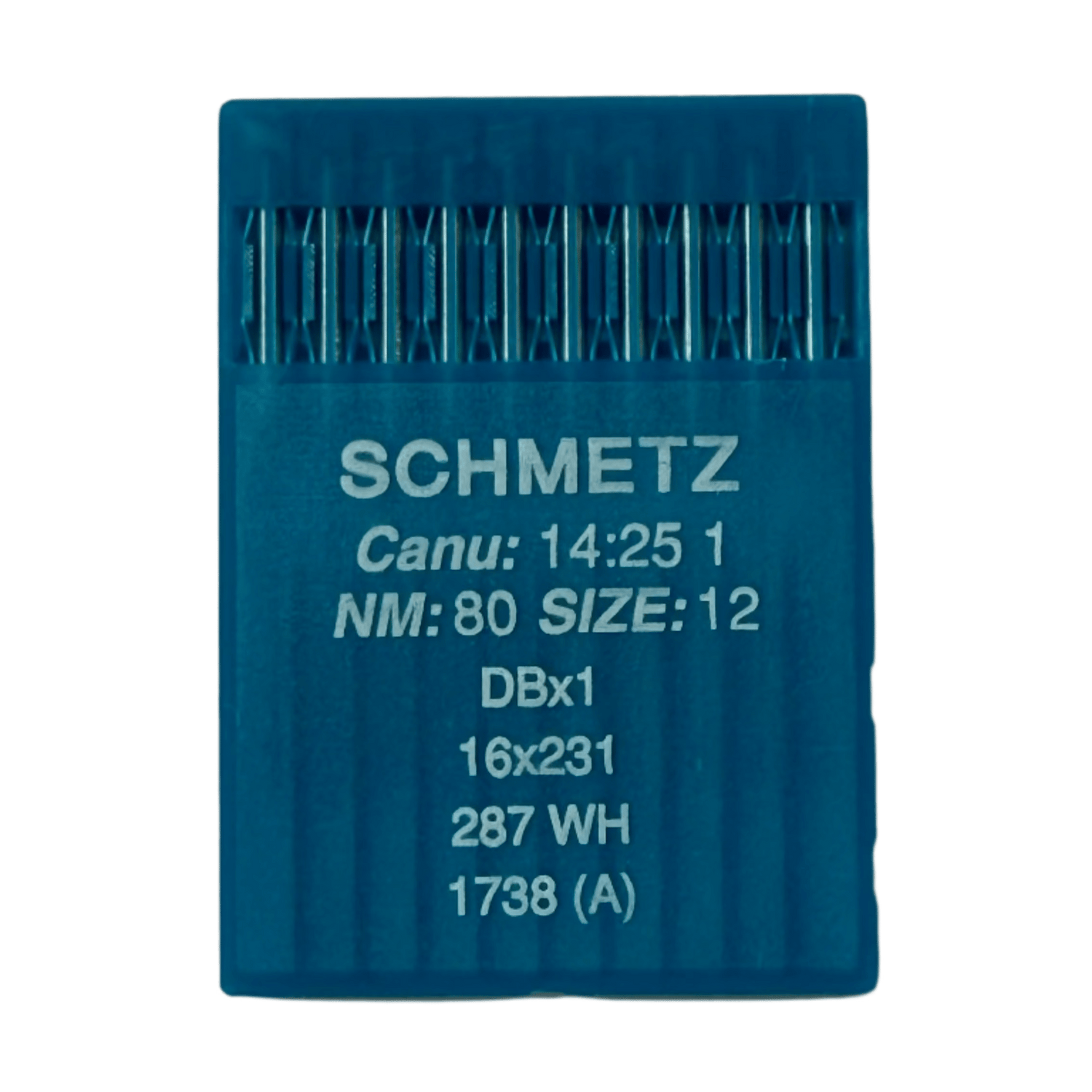 SCHMETZ DBx1 (1738) industrial sewing machine needles can be seen in the image; they can be purchased at Šarlotes audumi