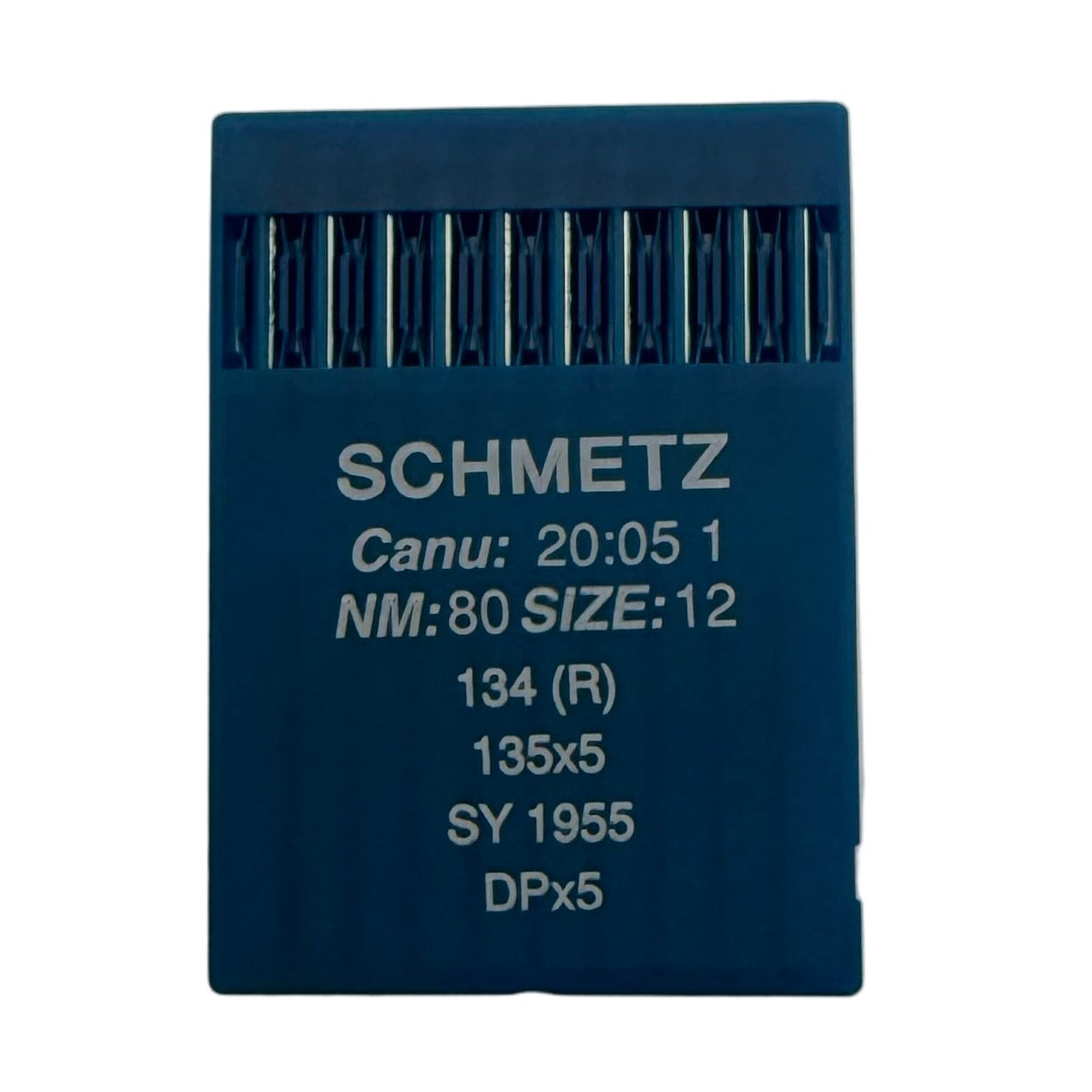 The image shows SCHMETZ DPx5 (134) industrial sewing machine needles, available from Šarlotes audumi