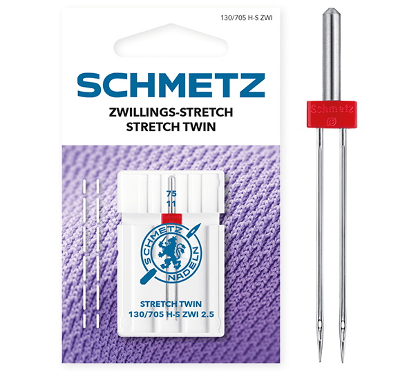 Needle for sewing machine, twin needles for elastic knitwear 130/705 H - Šarlotes audumi