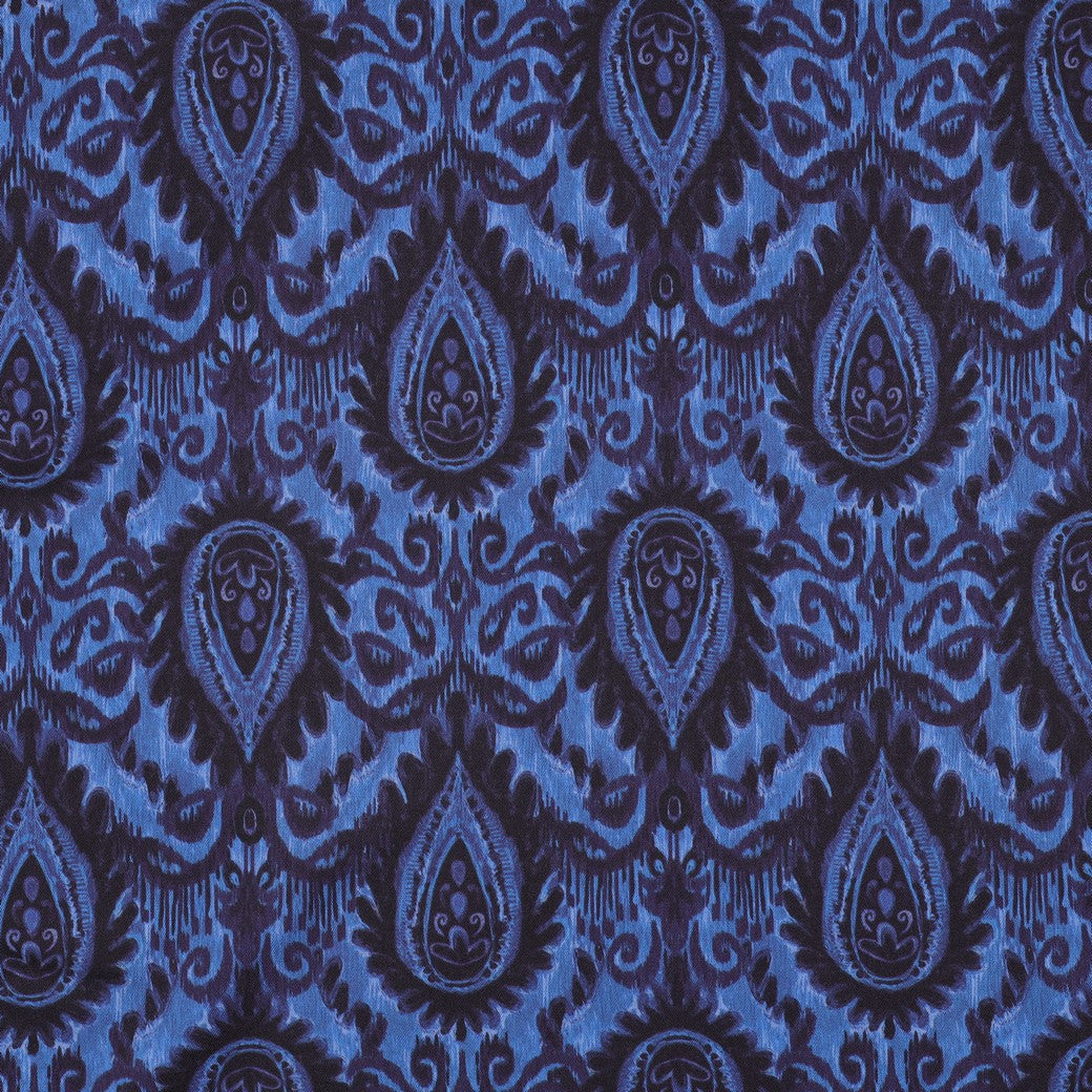 Viskozes audums ar elastānu-zils abstrakts raksts
