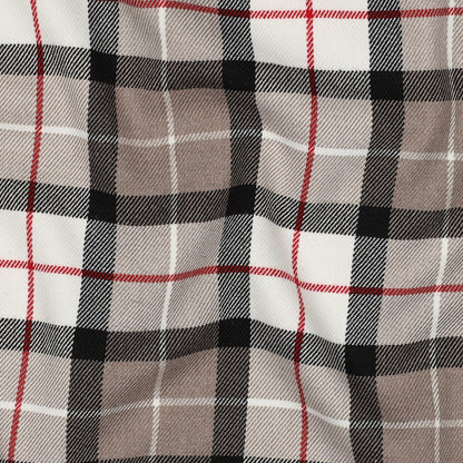 Vaalean kermanvärinen ruudullinen pukukangas