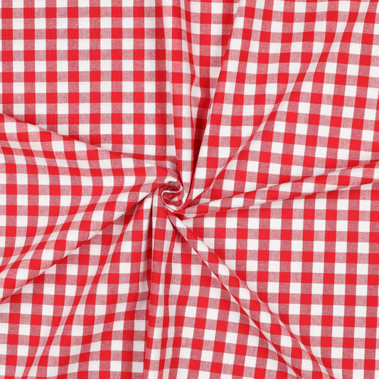 Premium 100% cotton fabric - red plaid 110 g/m²