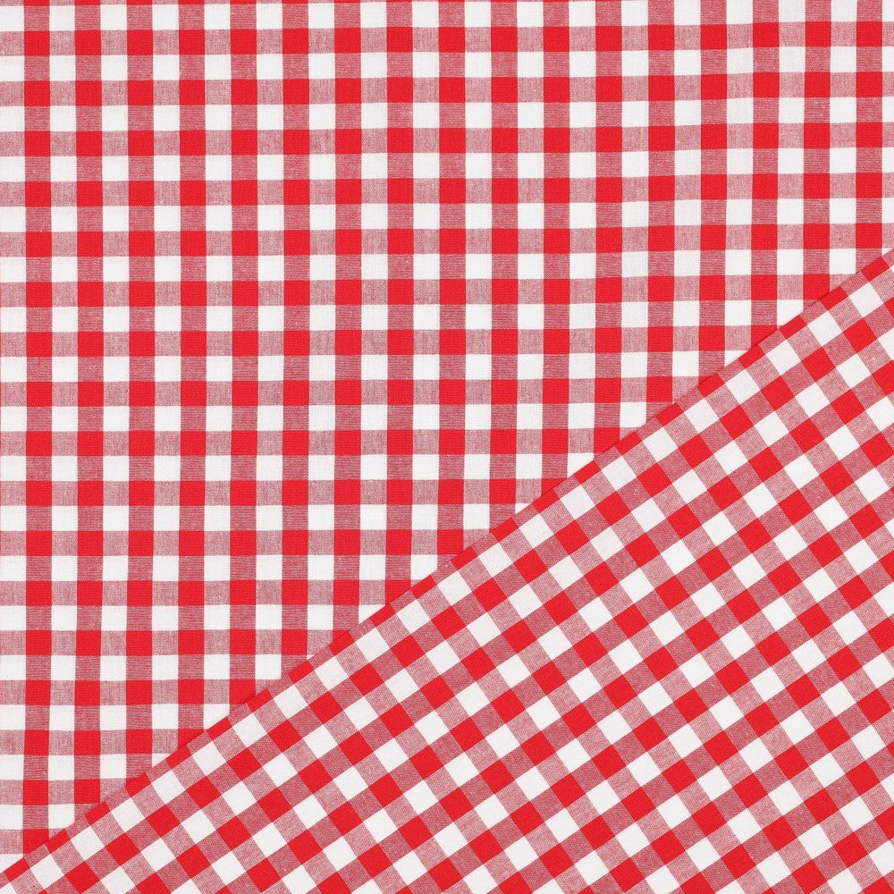 Premium 100 % Baumwollstoff, rot kariert, 110 g/m²