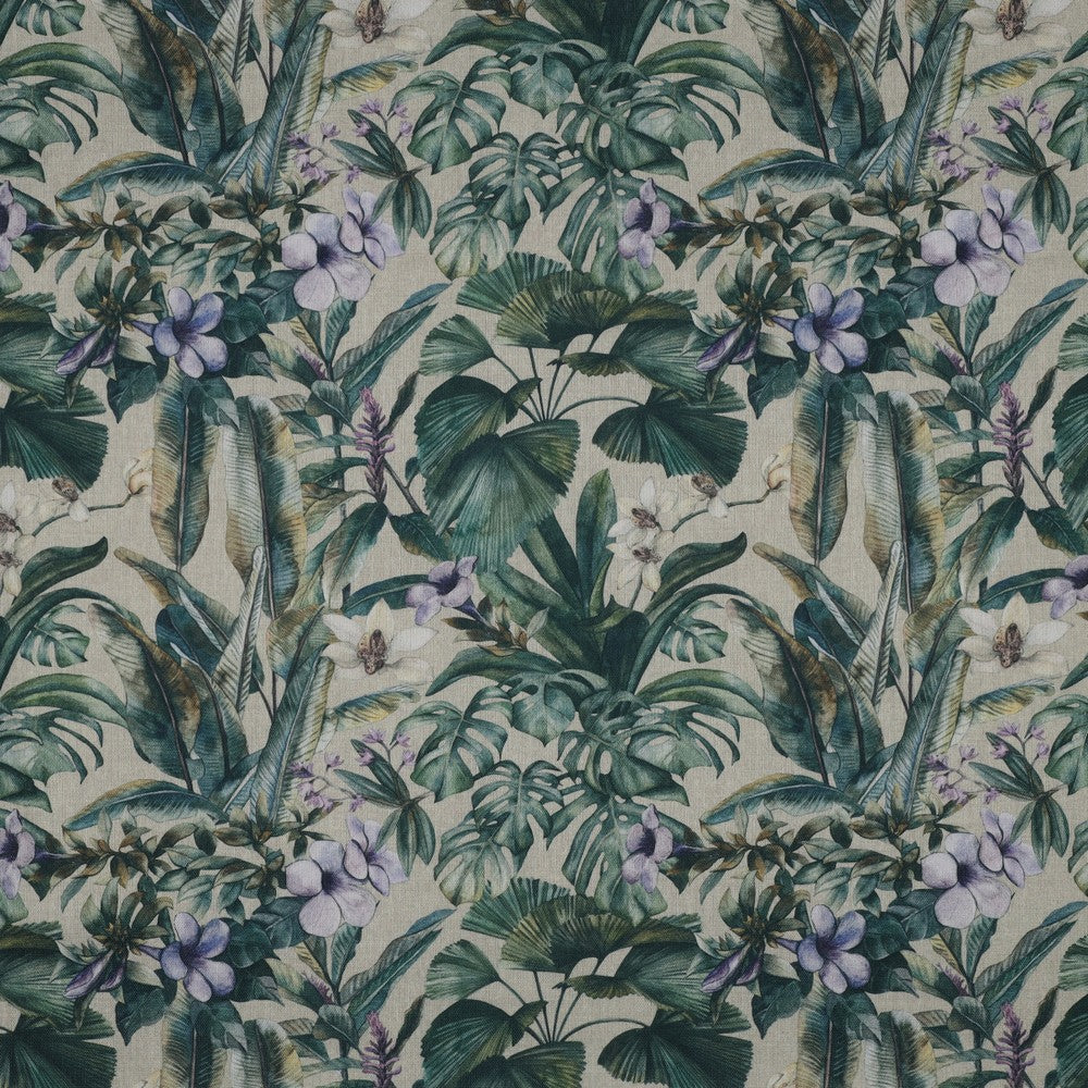 Toile canvas - fleurs bleues tropicales 225 g/m²