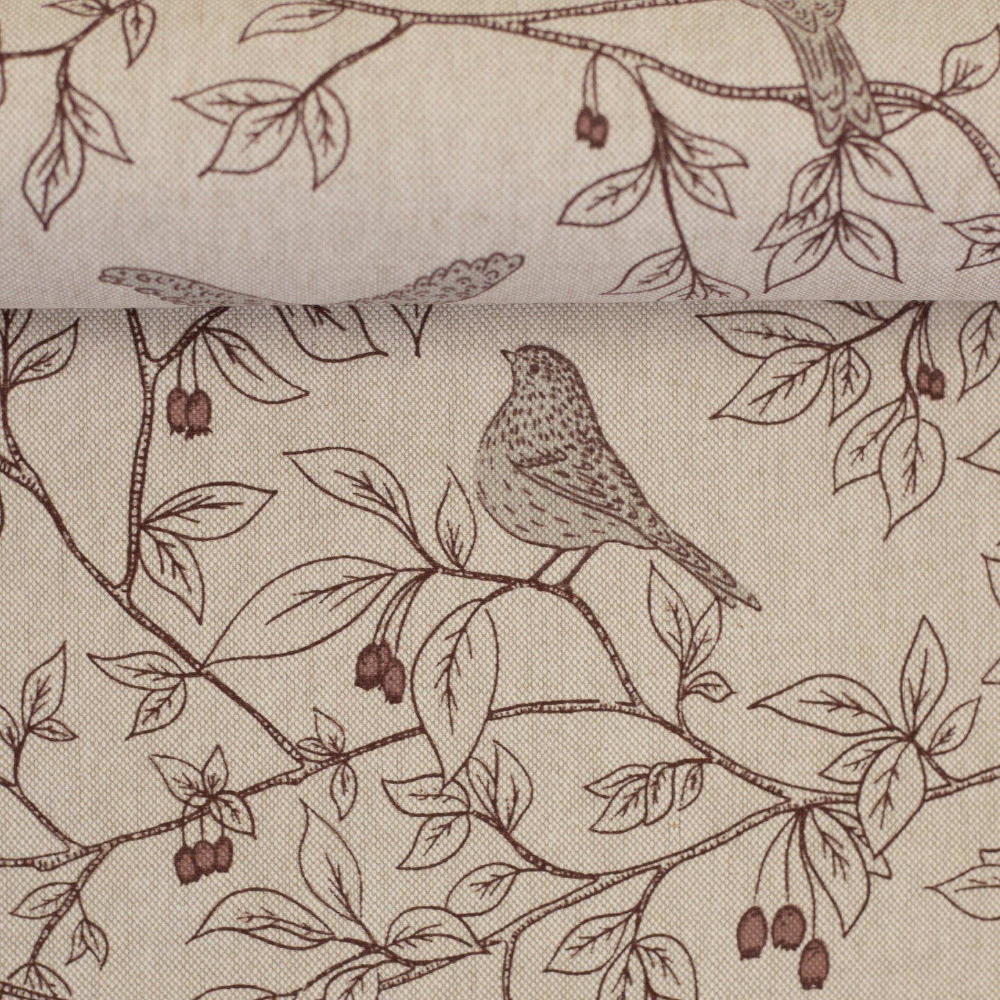 Kanvas audums-putni ar lapām 205 g/m²