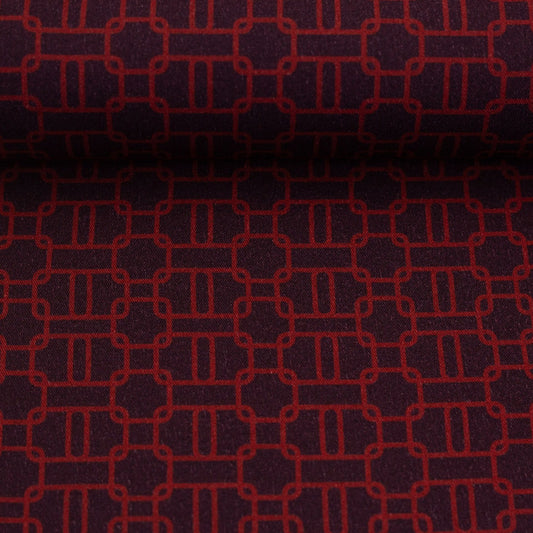 100% Viskozes audums-sarkans ķēžu raksts 135 g/m²