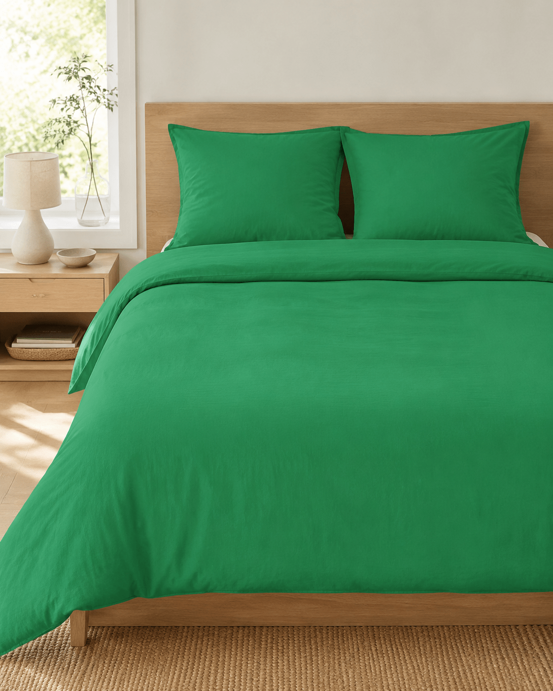 Image with 100% cotton fabric, apple green, 220 cm – available online at Šarlotes audumi