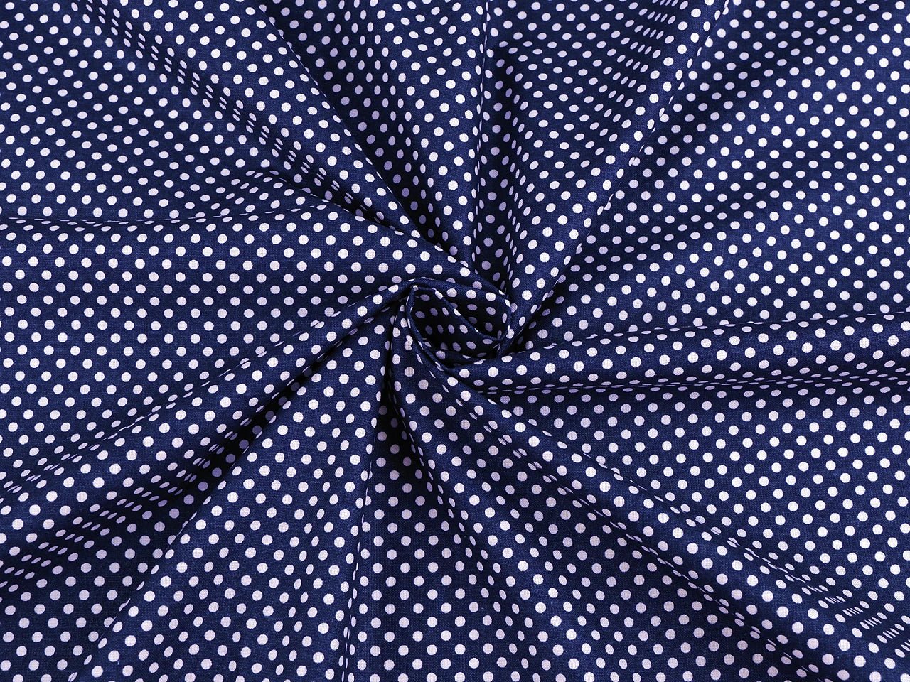 100% coton - petits pois blancs sur fond bleu foncé (3 mm) 115 g/m²