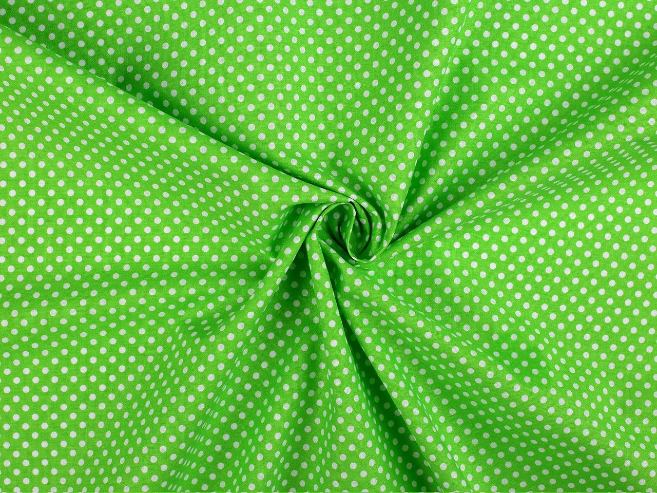 100 % tissu en coton - pois blancs sur fond vert (4 mm) 130 g/m²