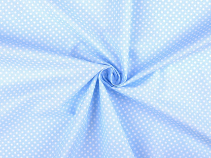 Tissu 100 % coton - pois blancs sur fond bleu (4 mm) 130 g/m²