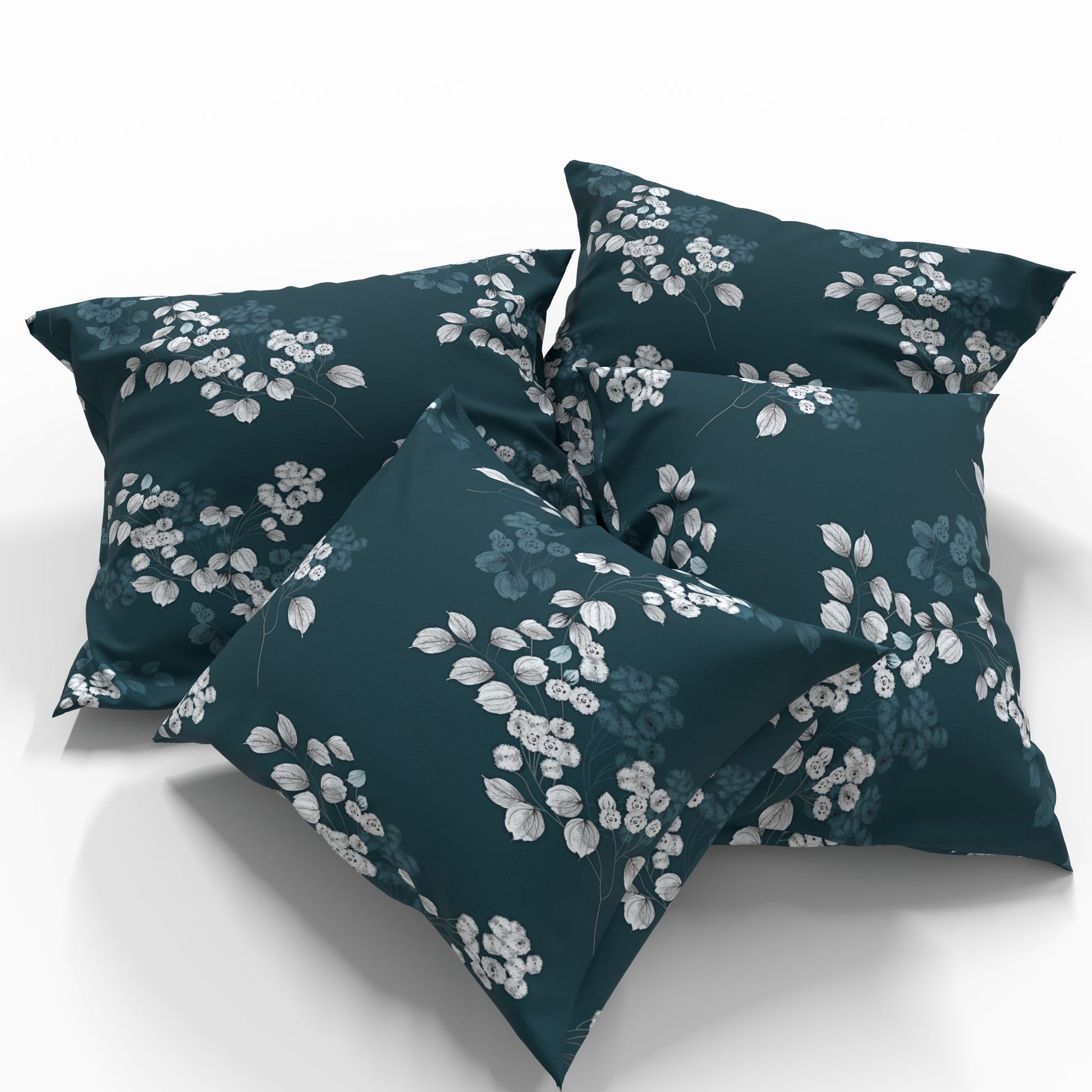 Image with 100% cotton fabric - white elegant flowers and leaves 220cm 146 g/m² – available at Šarlotes audumi