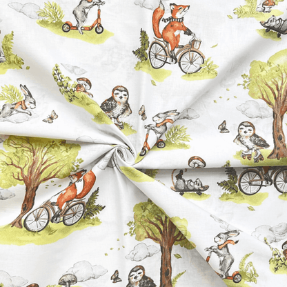 Tissu 100 % coton - renard à vélo 125 g/m²