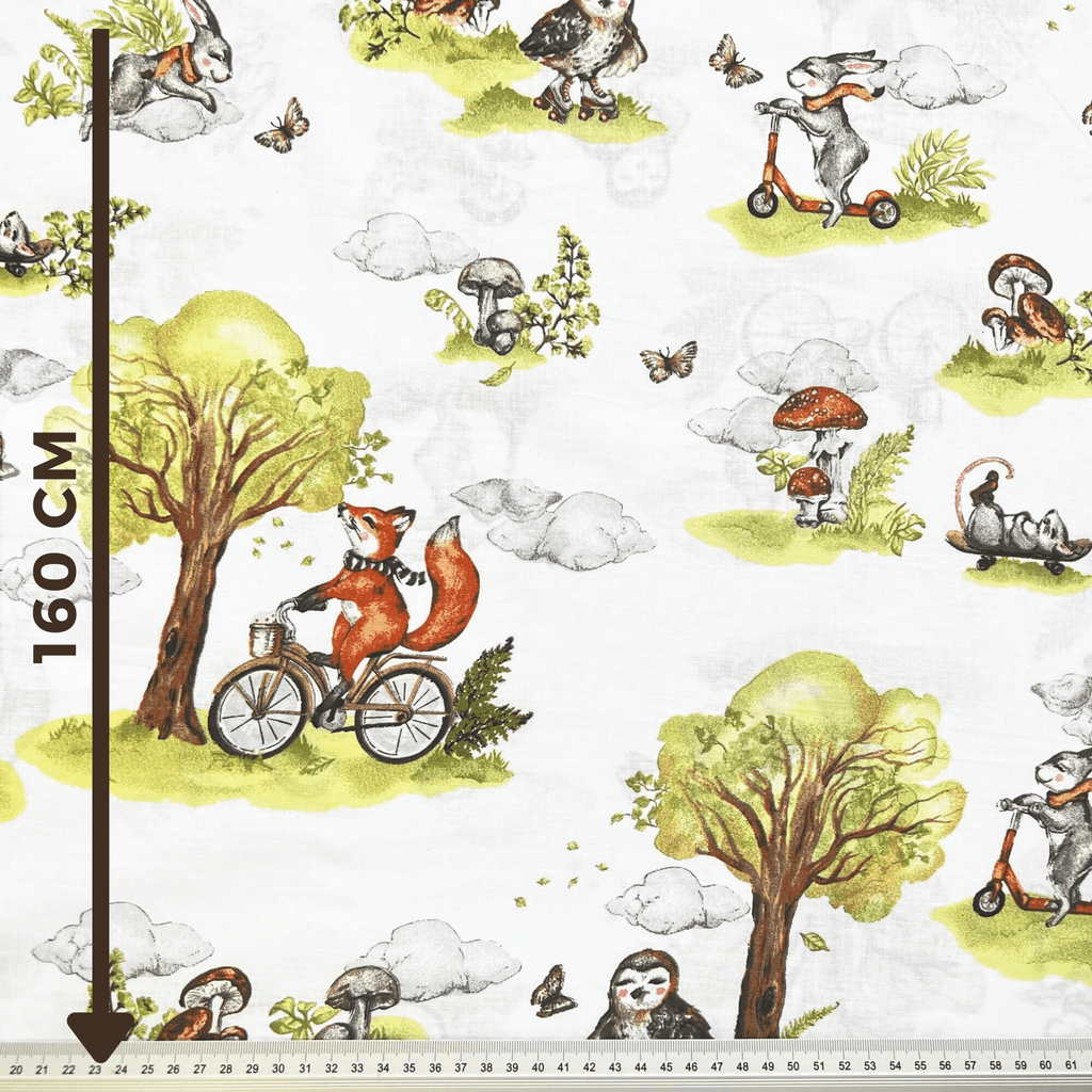 Tissu 100 % coton - renard à vélo 125 g/m²