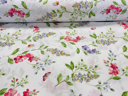 Tissu 100 % coton - fleurs printanières 220cm 125 g/m²