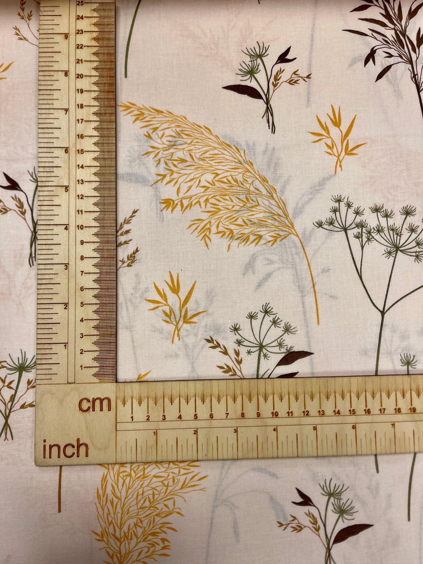 Image of 100% cotton fabric - meadow grasses on a beige background 125 g/m – available at Charlotte's Fabrics