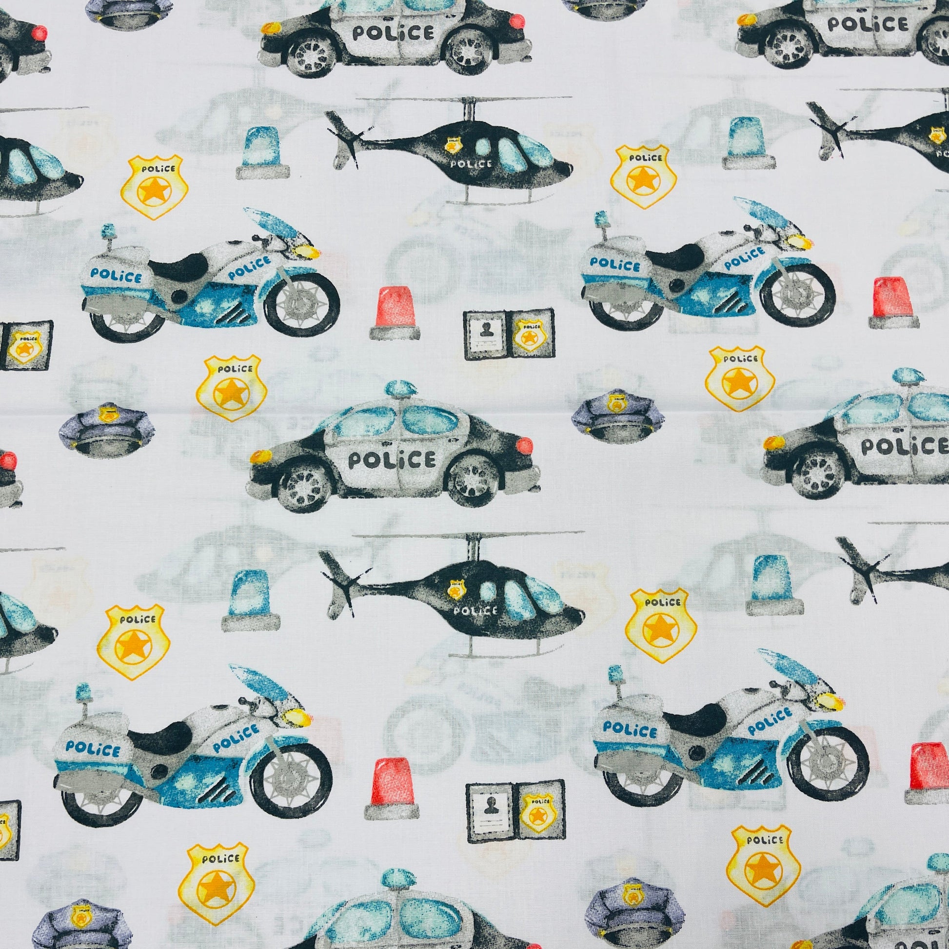 Tissu 100 % coton - véhicules de police 130 g/m²