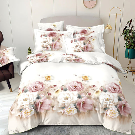 Image of 100% cotton fabric - romantic powder pink flowers, 220 cm, 130 g/m² – available at Šarlotes audumi