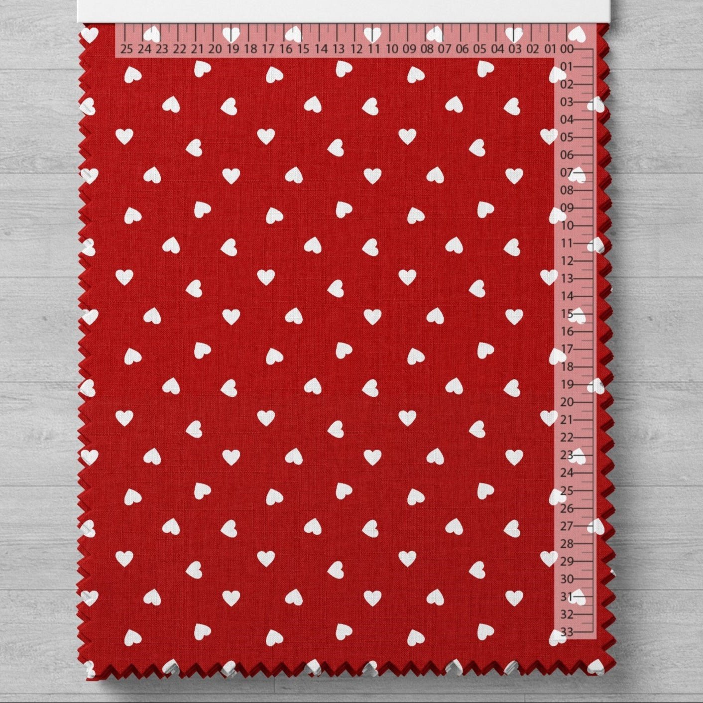 100% tissu en coton - petits cœurs sur fond rouge 125 g/m