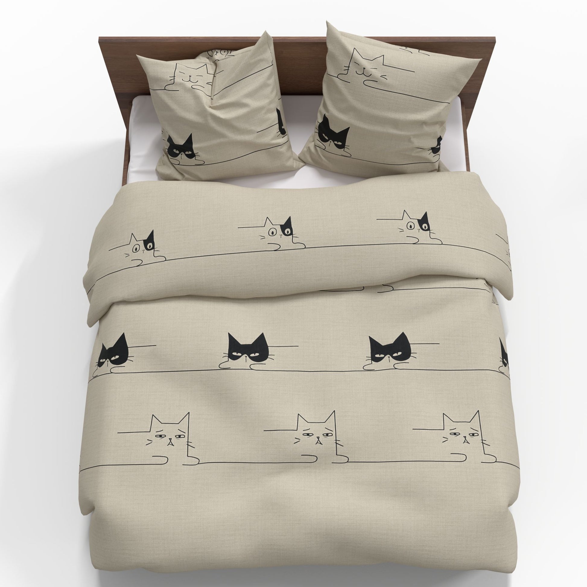 Kuva 100 % puuvillakankaasta, beige, kissakuvioilla, 220 cm – saatavilla verkossa Šarlotes audumi