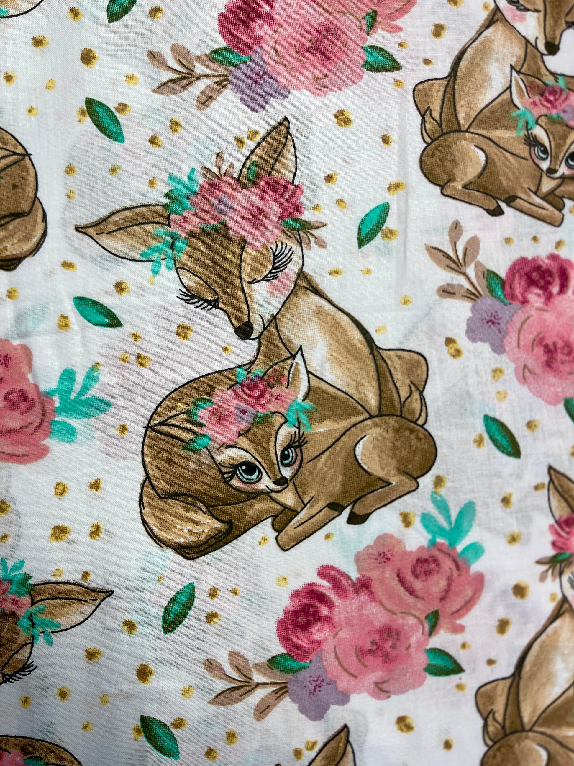 100 % coton - motif faons et fleurs 125 g/m²