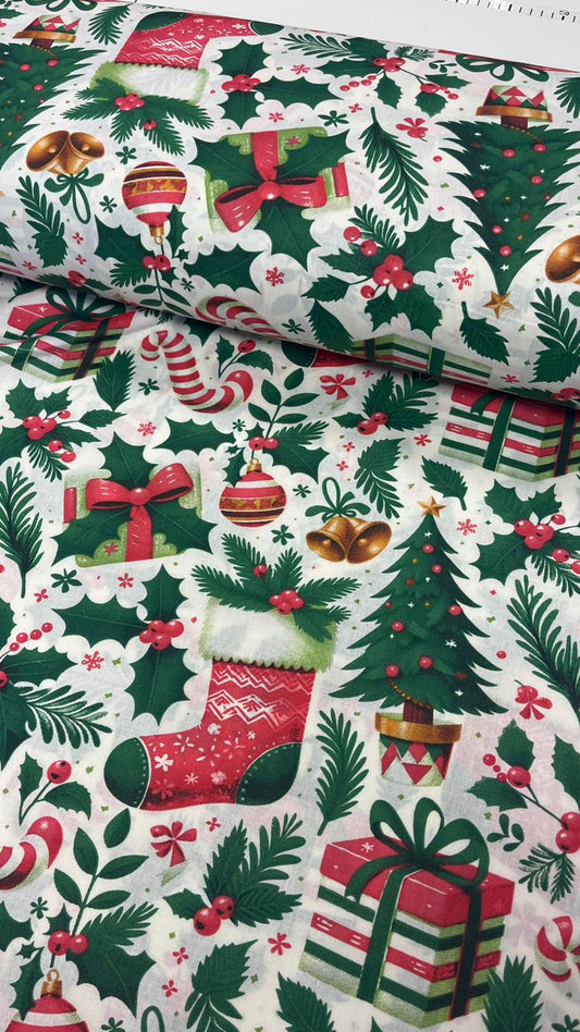 Image of 100% cotton Christmas fabric – available online at Charlotte's Fabrics