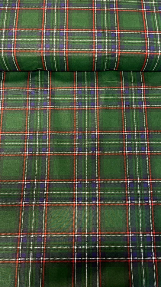 Image with 100% cotton fabric - Christmas green plaid, available online at Charlotte's Fabrics