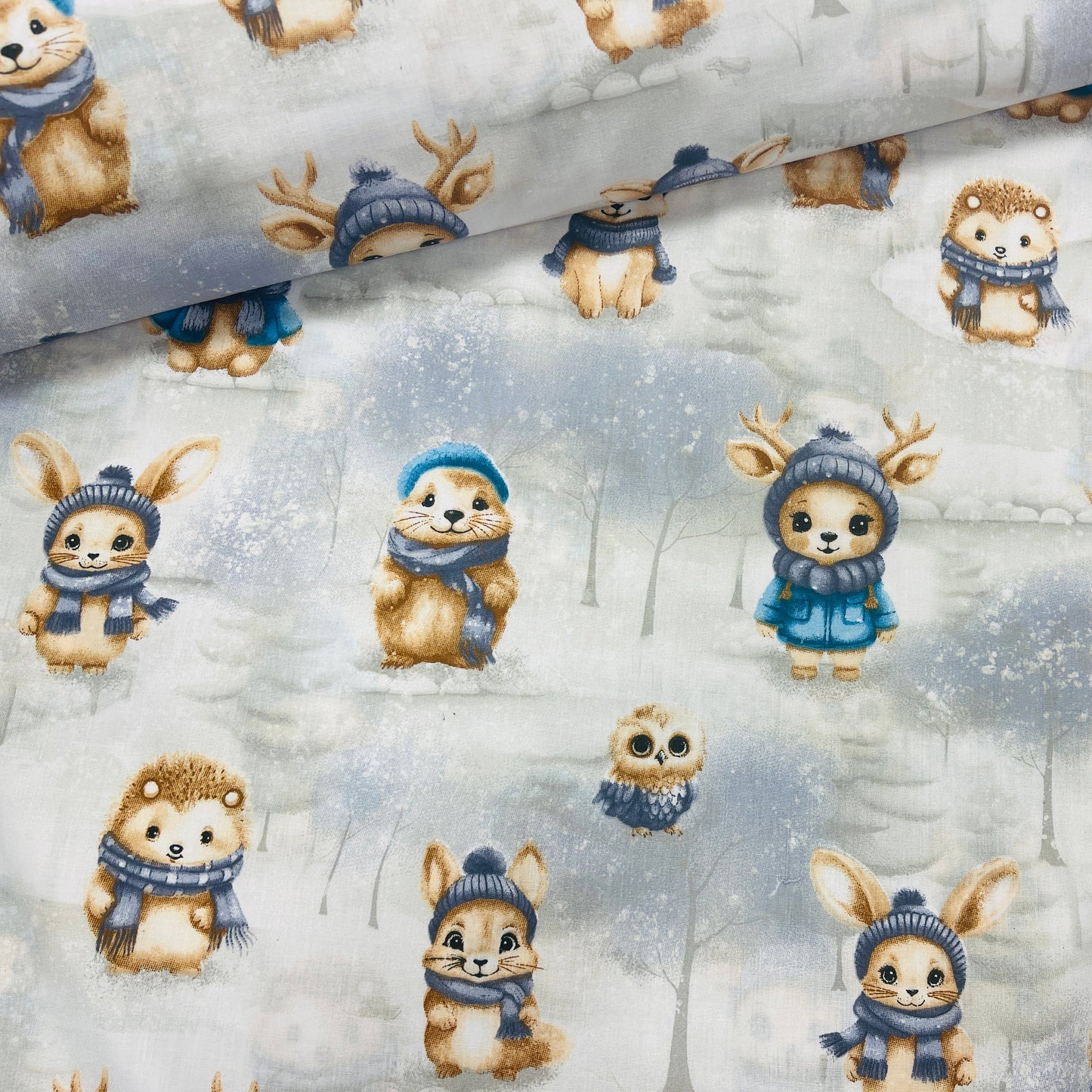 100 % tissu en coton - animaux avec des écharpes 125 g/m