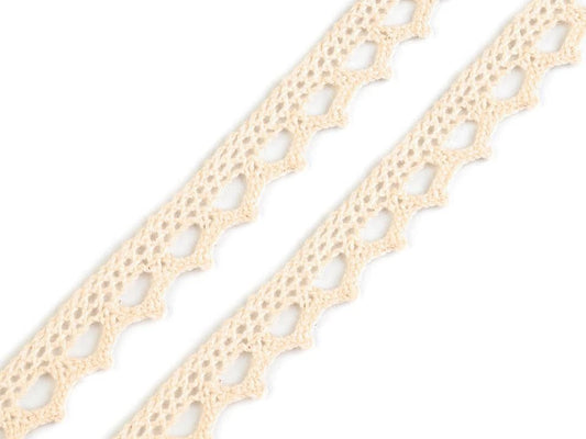 100 % dentelle en coton - 1,1 cm couleur crème