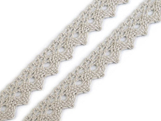100 % dentelle en coton - 1,5 cm gris clair