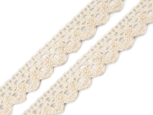 100% dentelle en coton - 1,5 cm crème