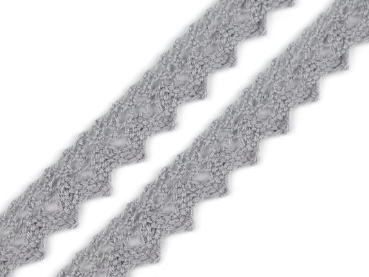 Dentelle 100 % coton - 1,5 cm grise