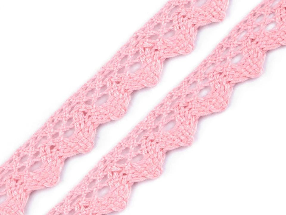 100 % dentelle en coton - 1,5 cm rose