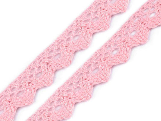 100 % dentelle en coton - 1,5 cm rose