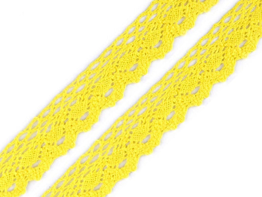 Attēls ar 100% Kokvilnas mežģīne|2,8 cm| dzeltena – pieejams Šarlotes audumi