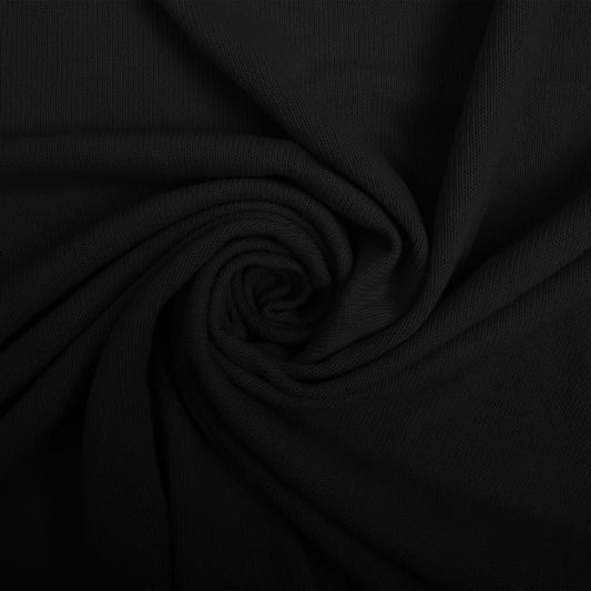 Image with 100% cotton rib knit - black 280 g/m² – available at Šarlotes audumi