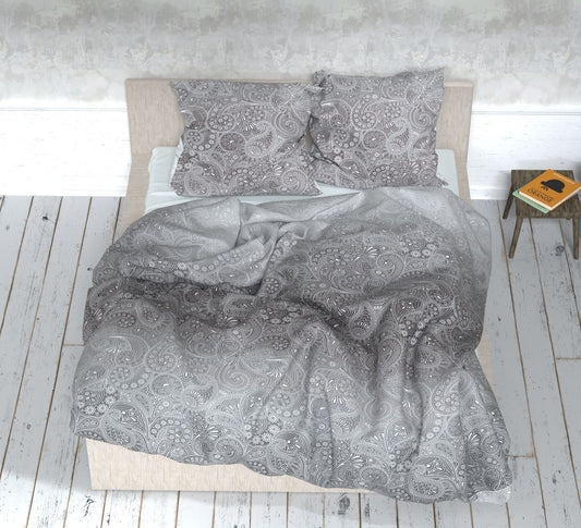 100% Cotton sateen - abstract pattern on a gray background 220 cm 125 g/m²
